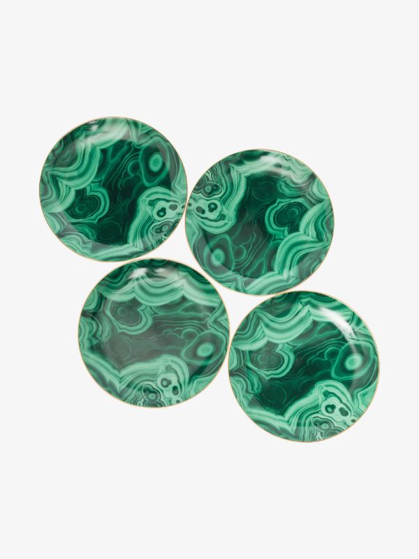 L'Objet Green Malachite dessert plate set | Browns Plates & Bowls