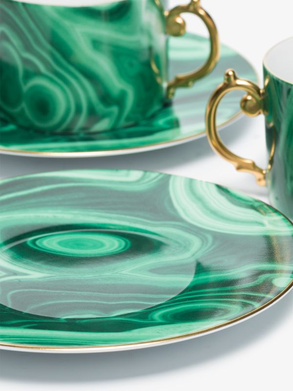 L'Objet Green Malachite Tea Cup And Saucer Set | Browns Cups & Tea Sets
