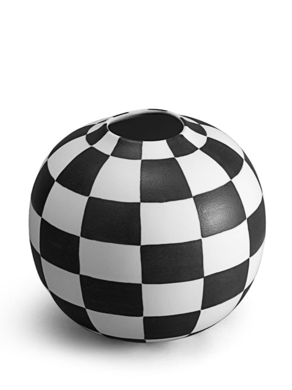 L'Objet White Damier Porcelain Vase | Browns Vases