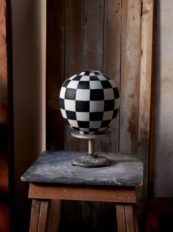 L'Objet White Damier Porcelain Vase | Browns Vases