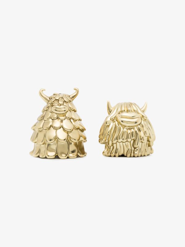 L'Objet X Haas Brothers gold tone Niki and Simon salt and pepper shakers | Browns Kitchen Accessories