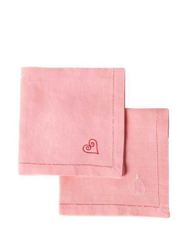 LAETITIA ROUGET Heart-embroidered Napkins (set Of Four) | Browns Table Linen