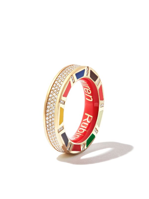 Lauren Rubinski 14K Yellow Gold Diamond Enamel Ring | Browns Fine Rings