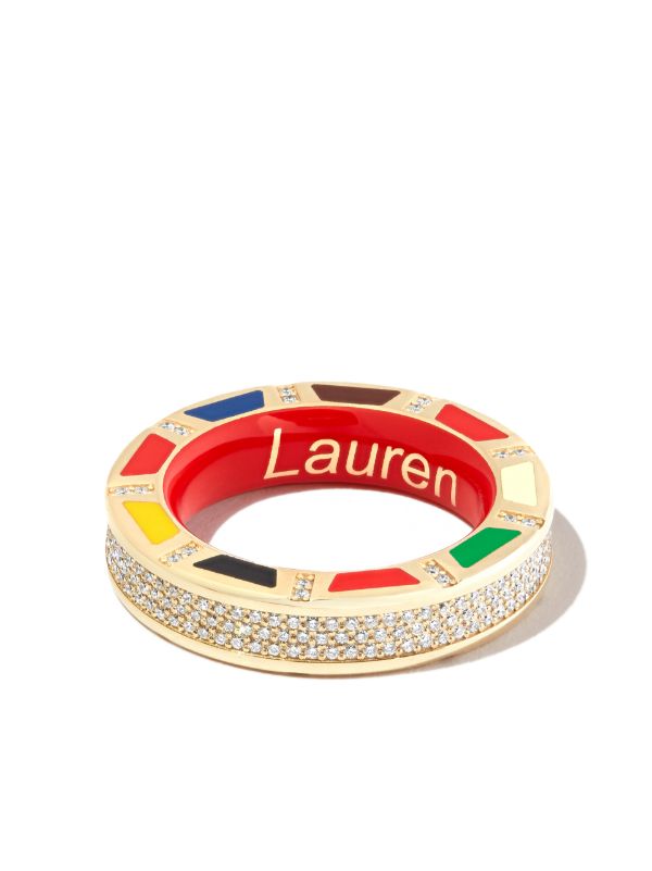 Lauren Rubinski 14K yellow gold diamond enamel ring | Browns Fine Rings