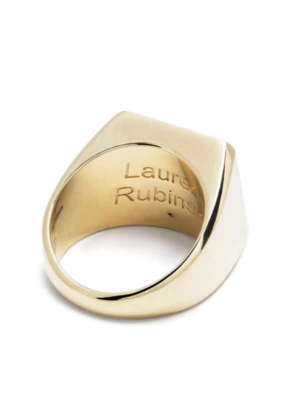 Lauren Rubinski 9K White Gold Engraved Logo Ring | Browns Rings