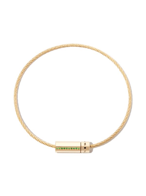Le Gramme 18K yellow gold le 10g polished tsavorite cable bracelet | Browns Bracelets