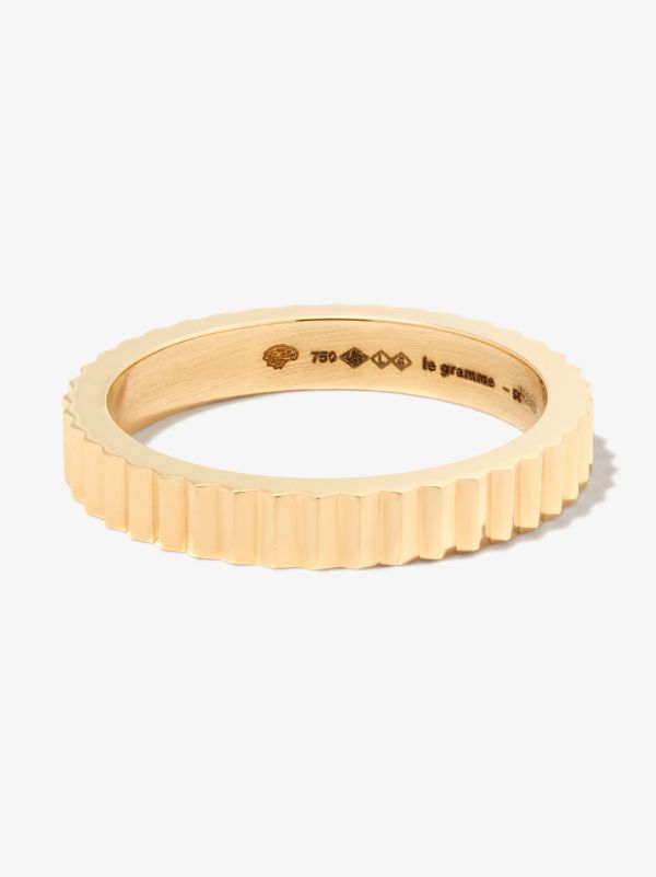 Le Gramme 18K Yellow Gold Le 4g Vertical Guilloché Polished Ring | Browns Rings