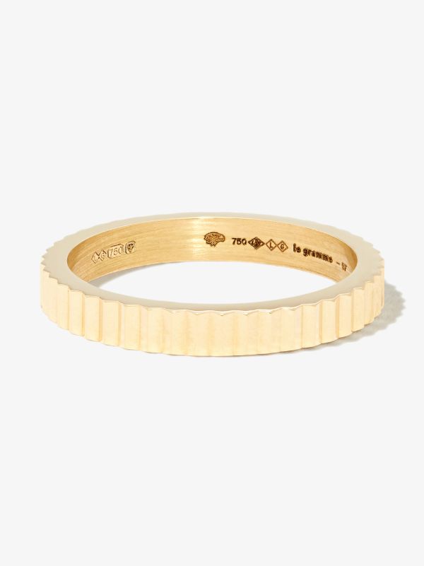 Le Gramme 18K yellow gold Le 4g Vertical Guilloché polished ring | Browns Rings