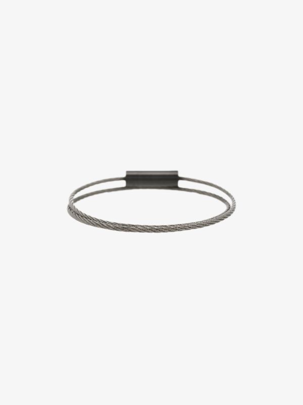 Le Gramme Silver Tone Le 7g Brushed Ceramic Double Cable Bracelet | Browns Bracelets