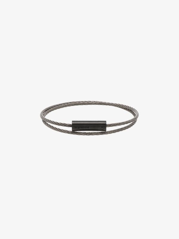 Le Gramme Silver Tone Le 7g Brushed Ceramic Double Cable Bracelet | Browns Bracelets