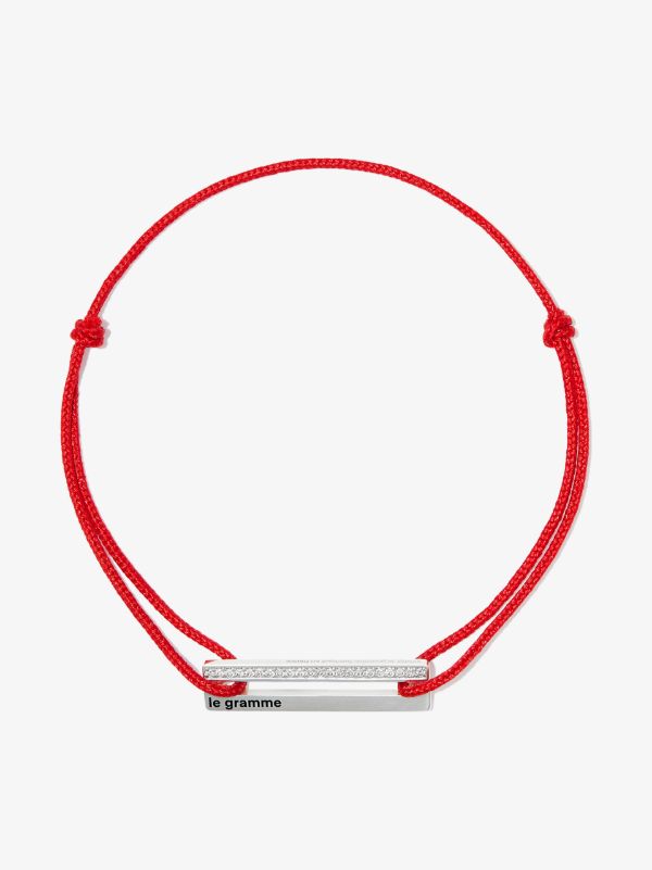 Le Gramme Sterling Silver 1.7g Crystal Embellished Cord Bracelet | Browns Bracelets