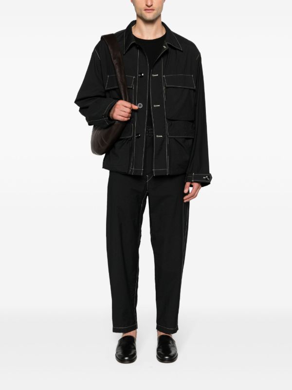 LEMAIRE Black Belted Tapered-Leg Trousers | Browns Tapered Pants