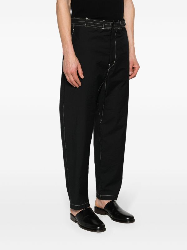 LEMAIRE Black Belted Tapered-Leg Trousers | Browns Tapered Pants