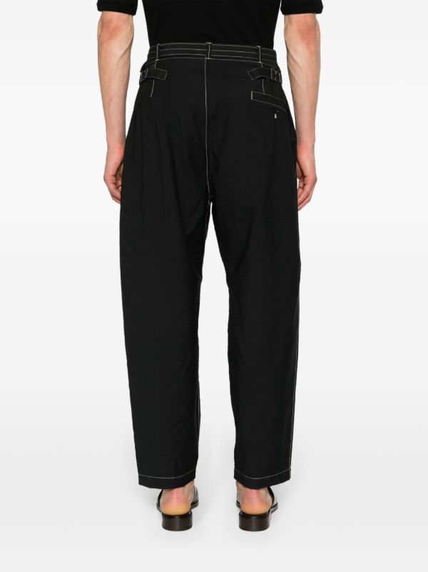 LEMAIRE Black Belted Tapered-Leg Trousers | Browns Tapered Pants