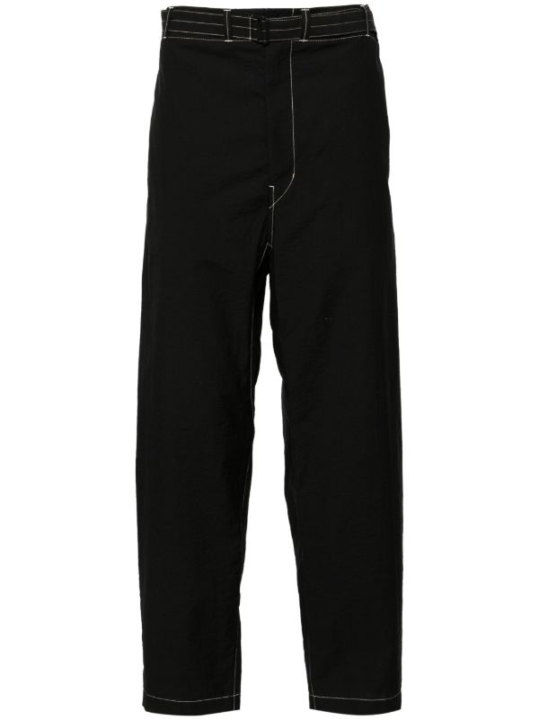 LEMAIRE Black Belted Tapered-Leg Trousers | Browns Tapered Pants