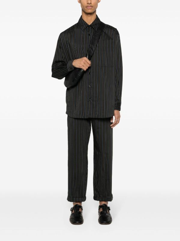 LEMAIRE Brown Striped Cotton-silk Shirt | Browns Shirts