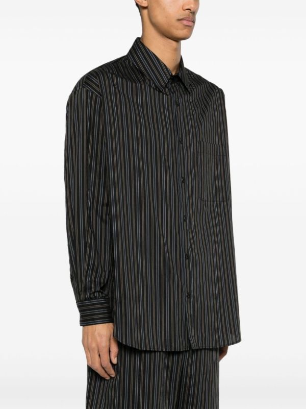LEMAIRE Brown Striped Cotton-silk Shirt | Browns Shirts
