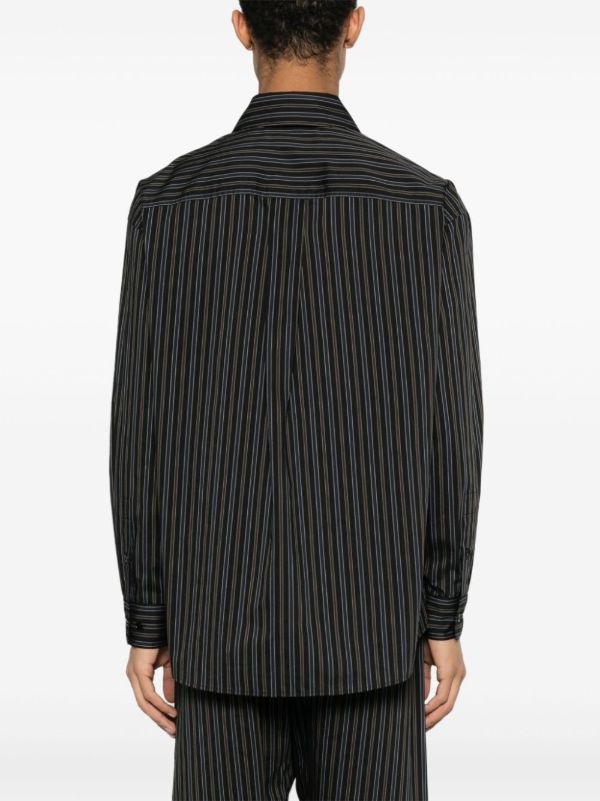 LEMAIRE Brown Striped Cotton-silk Shirt | Browns Shirts