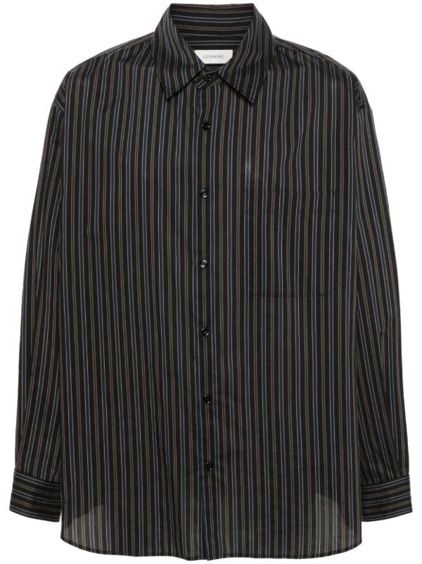 LEMAIRE brown striped cotton-silk shirt | Browns Shirts