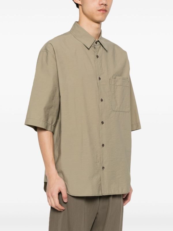 LEMAIRE Green Short-Sleeve Cotton Shirt | Browns Shirts