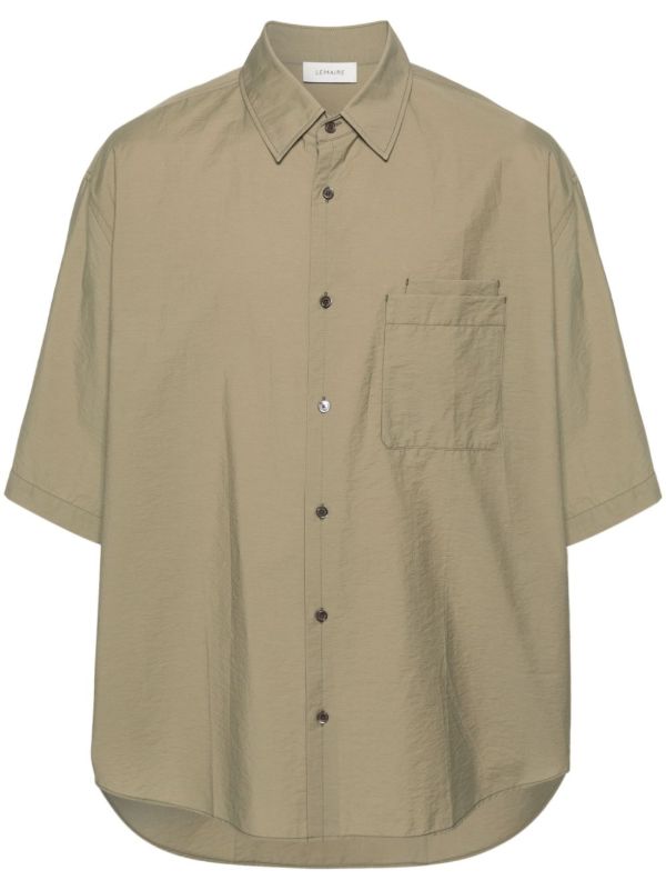 LEMAIRE Green Short-Sleeve Cotton Shirt | Browns Shirts