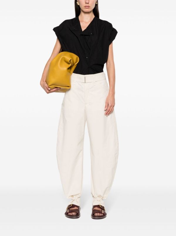 LEMAIRE Neutral Belted Tapered-Leg Trousers | Browns Tapered Pants