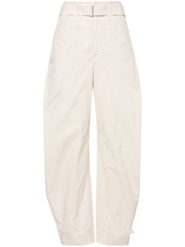 LEMAIRE Neutral Belted Tapered-Leg Trousers | Browns Tapered Pants