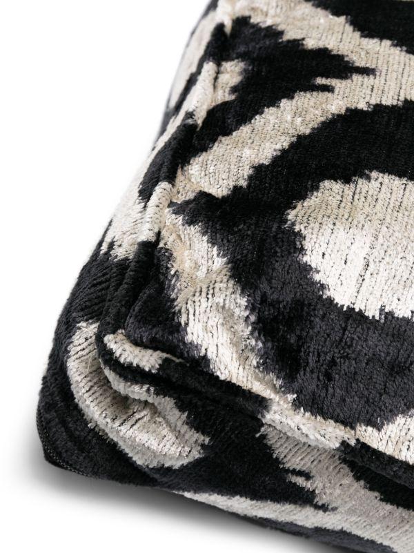Les-Ottomans Black And Neutral Graphic Print Velvet Floor Cushion | Browns Cushions