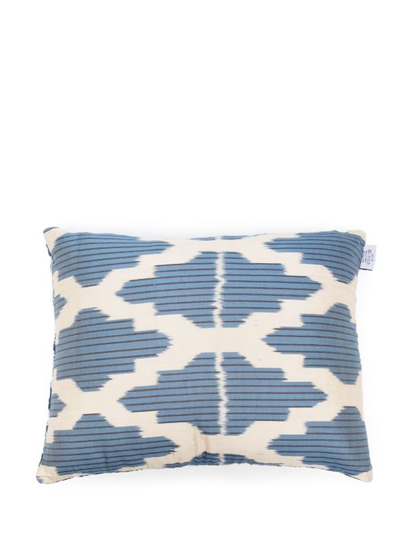 Les-Ottomans Blue Abstract-Print Silk Velvet Cushion | Browns Cushions