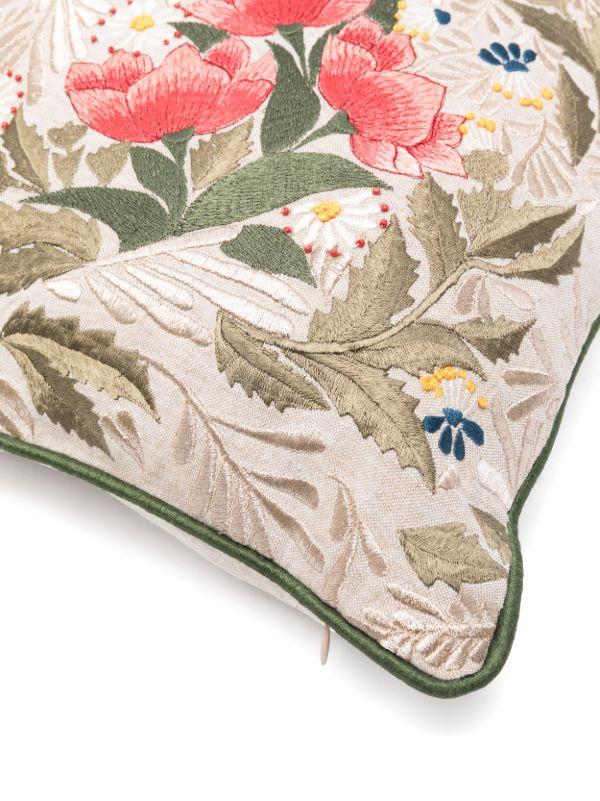 Les-Ottomans Garden-embroidered Cushion (50cm X 50cm) | Browns Cushions