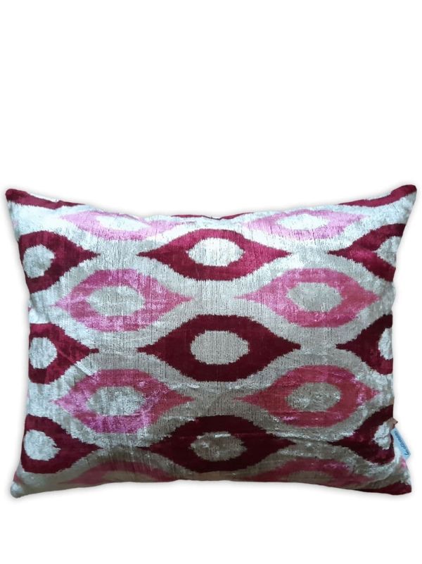 Les-Ottomans grey ikat-print velvet cushion | Browns Cushions