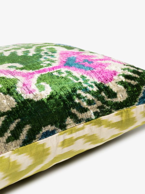 Les-Ottomans Multicoloured Ikat Silk Reversible Cushion | Browns Cushions