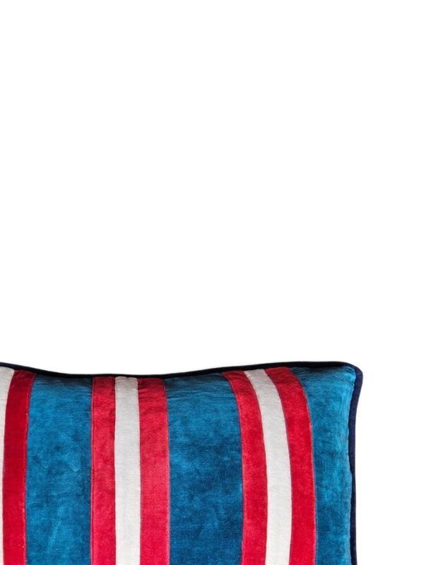 Les-Ottomans Striped Velvet Cushion (60cm X 40cm) | Browns Cushions