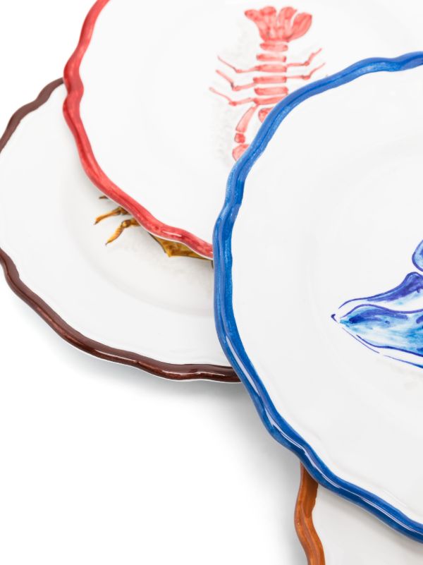 Les-Ottomans White La Menagerie D'été Ceramic Salad Plate Set | Browns Plates & Bowls
