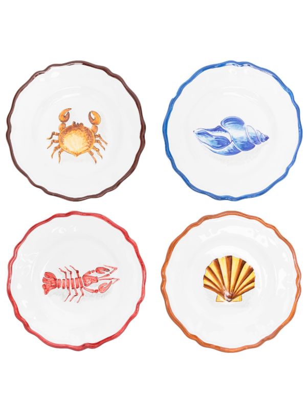 Les-Ottomans white La Menagerie D'été ceramic salad plate set | Browns Plates & Bowls