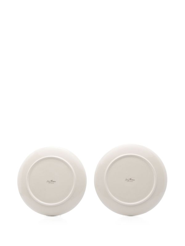 Les-Ottomans White Leaves Ceramic Plates Set | Browns Plates & Bowls