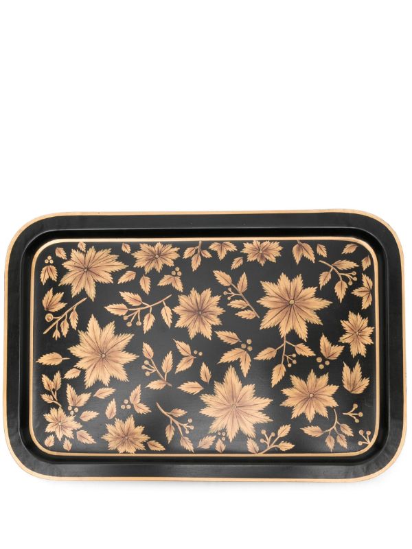 Les-Ottomans x Browns Black Floral-Print Iron Tray | Browns Trays