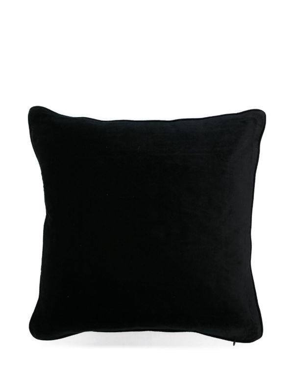 Les-Ottomans X Browns Black Palm Tree-Embroidered Velvet Cushion | Browns Cushions