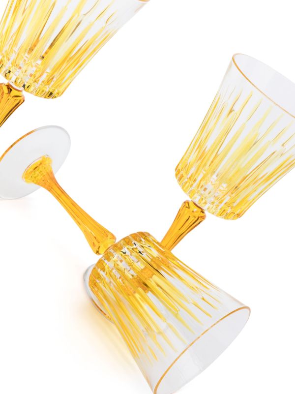 Les-Ottomans Yellow Crystal Wine Glass Set | Browns Glassware