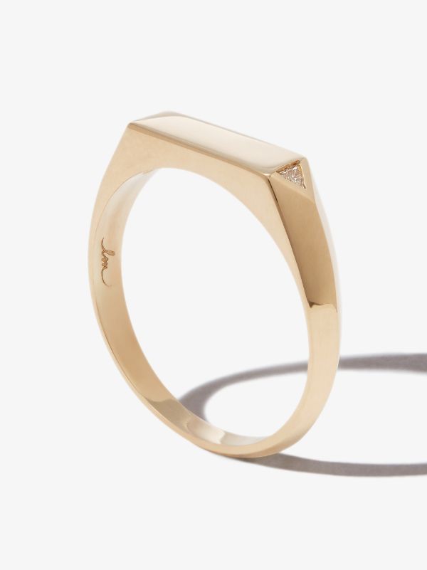 Lizzie Mandler Fine Jewelry 18K Yellow Gold Chevron Diamond Signet Ring | Browns Rings