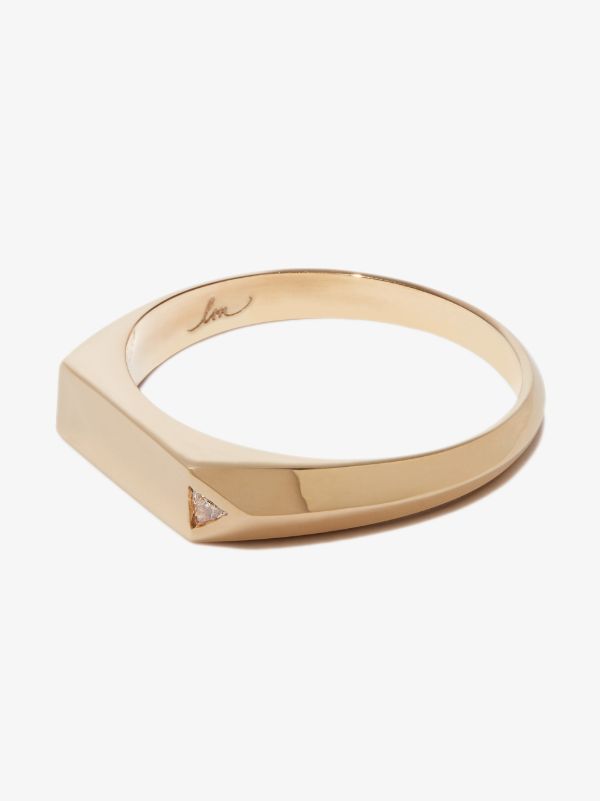 Lizzie Mandler Fine Jewelry 18K yellow gold Chevron diamond signet ring | Browns Rings