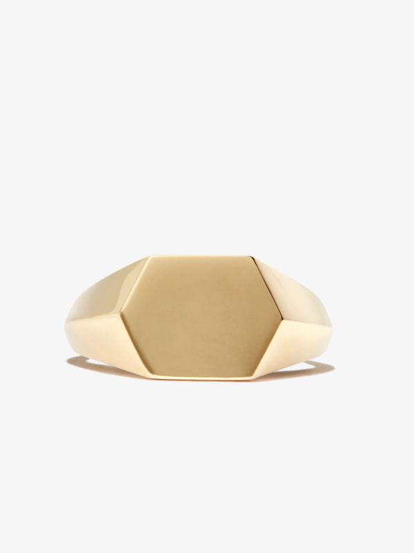Lizzie Mandler Fine Jewelry 18K Yellow Gold Hex Knife Edge Signet Ring | Browns Rings