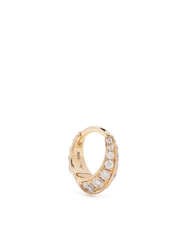 Lizzie Mandler Fine Jewelry 18K yellow gold Mini Crescent diamond single hoop earring | Browns Fine Earrings