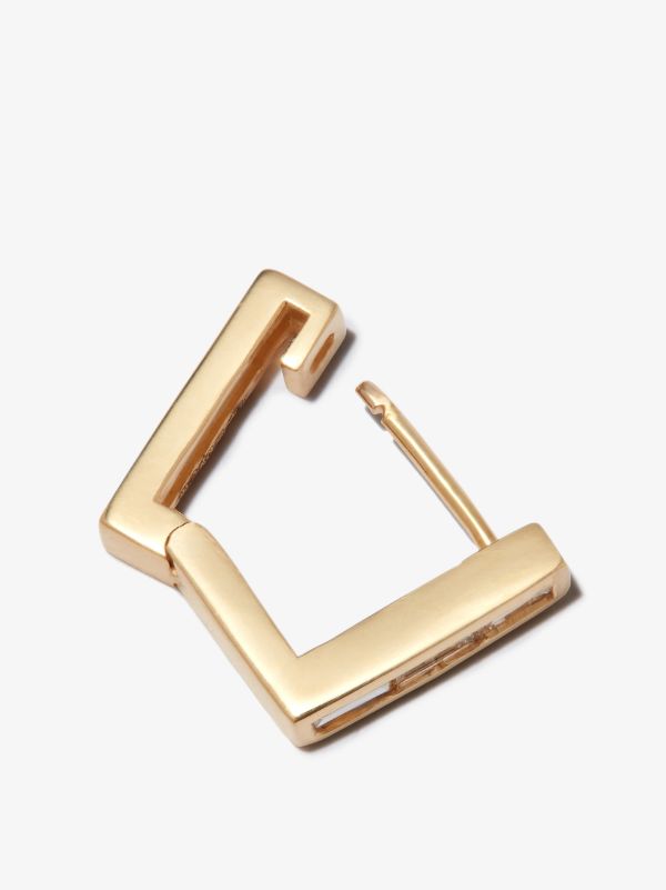 Lizzie Mandler Fine Jewelry 18K Yellow Gold Square Huggie Diamond Earring | Browns Earrings