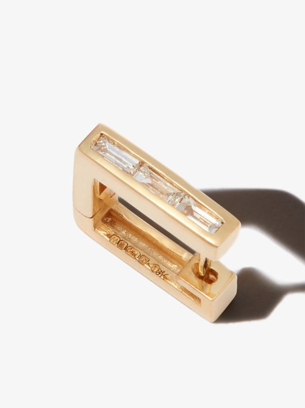 Lizzie Mandler Fine Jewelry 18K Yellow Gold Square Huggie Diamond Earring | Browns Earrings