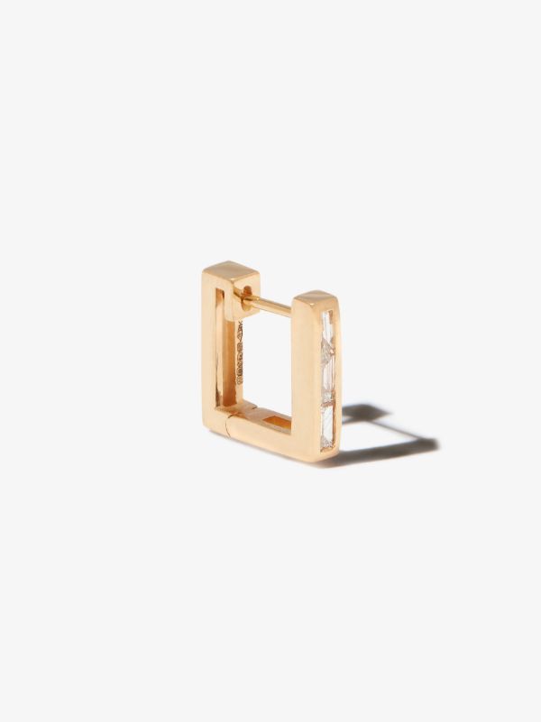 Lizzie Mandler Fine Jewelry 18K Yellow Gold Square Huggie Diamond Earring | Browns Earrings