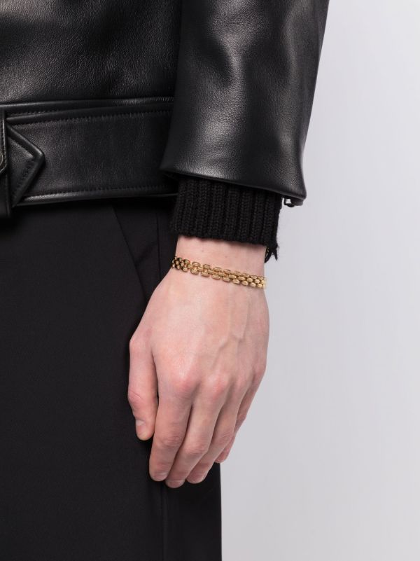 Lizzie Mandler Fine Jewelry Gold Cleo 3 Row Knife Edge Link Bracelet | Browns Bracelets