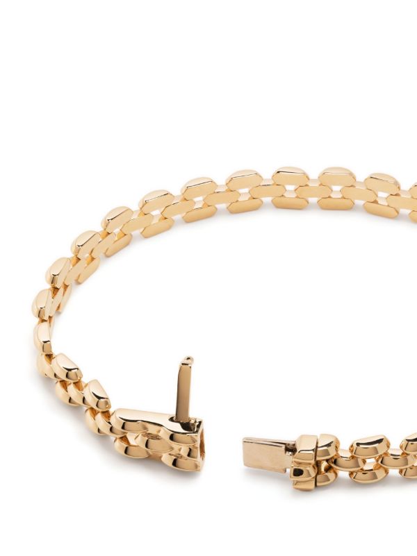 Lizzie Mandler Fine Jewelry Gold Cleo 3 Row Knife Edge Link Bracelet | Browns Bracelets