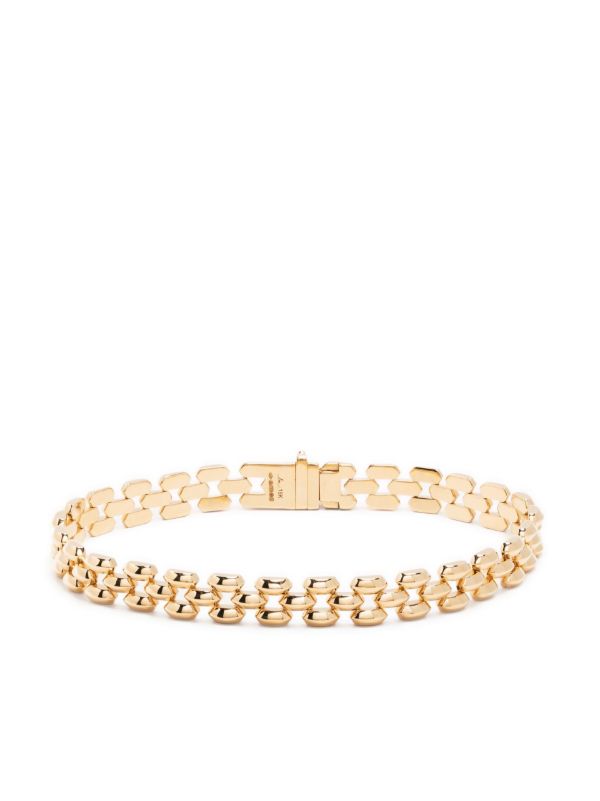 Lizzie Mandler Fine Jewelry Gold Cleo 3 Row Knife Edge Link Bracelet | Browns Bracelets