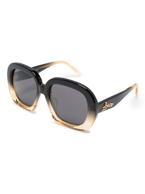 LOEWE EYEWEAR Black Square Halfmoon Sunglasses | Browns Sunglasses